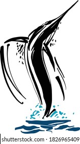 the vector illustration of the marlin fish
