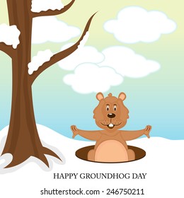 vector illustration of a marmot for Happy Groundhog Day.