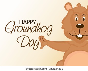 Vector illustration of a marmot for Happy Groundhog Day background.