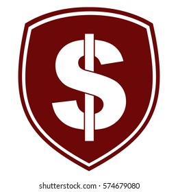 Vector Illustration of Maroon Dollar Badge Icon
