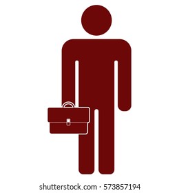 Ilustración vectorial de un hombre marrón sosteniendo el icono de la maleta
