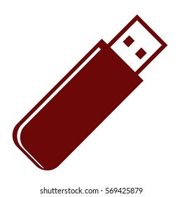 Vector Illustration of Maroon Pen Drive Icon
