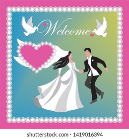 Vector illustration for marriage invitation.