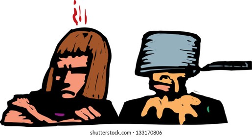 Vector illustration of a married couple arguing