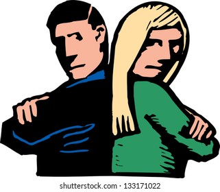 Vector illustration of a married couple arguing