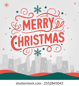 Vector illustration Marry Christmas background. Hand drawn lettering.