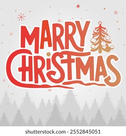 Vector illustration Marry Christmas background. Hand drawn lettering.