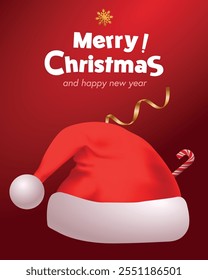 Vector Illustration Marry Christmas greeting card And Happy New Year, Christmas Card With Santa Hat And Text With Gradient Mesh 