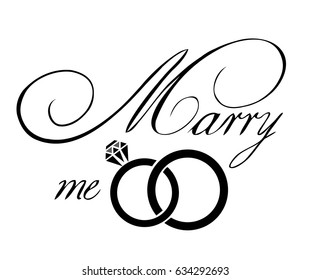 vector illustration of marry me card with diamond ring.