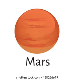 Vector illustration mars planet from solar system. Red planet. Mars planet icon