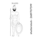 Vector illustration of Mars, Roman god of war