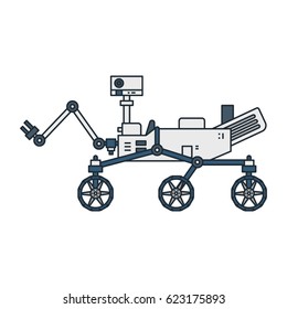 Vector Illustration Of A Mars Rover On White Background. Space Topic.