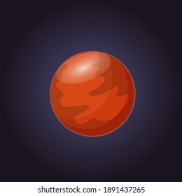 Ilustración vectorial con Marte. Un brillante planeta colorido.