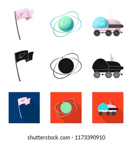Vector illustration of mars and space icon. Set of mars and planet stock vector illustration.