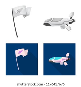 Vector illustration of mars and space icon. Set of mars and planet vector icon for stock.