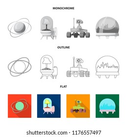 Vector illustration of mars and space icon. Collection of mars and planet stock vector illustration.