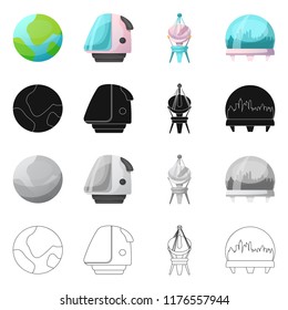 Vector illustration of mars and space icon. Set of mars and planet vector icon for stock.
