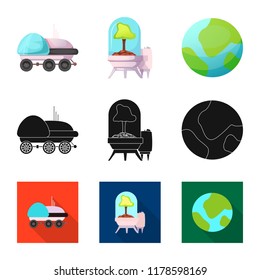 Vector illustration of mars and space icon. Collection of mars and planet vector icon for stock.