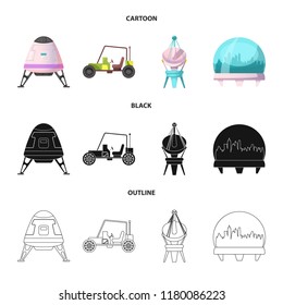 Vector illustration of mars and space icon. Set of mars and planet vector icon for stock.