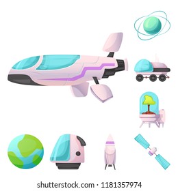 Vector illustration of mars and space icon. Set of mars and planet stock vector illustration.