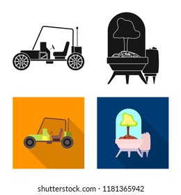 Vector illustration of mars and space icon. Set of mars and planet stock symbol for web.