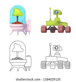 Vector illustration of mars and space icon. Collection of mars and planet vector icon for stock.