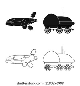 Vector illustration of mars and space icon. Set of mars and planet vector icon for stock.
