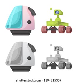 Vector illustration of mars and space icon. Set of mars and planet stock symbol for web.