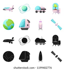 Vector illustration of mars and space icon. Set of mars and planet stock vector illustration.
