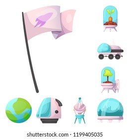 Vector illustration of mars and space icon. Collection of mars and planet stock vector illustration.
