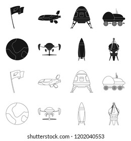 Vector illustration of mars and space icon. Collection of mars and planet vector icon for stock.