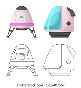 Vector illustration of mars and space icon. Set of mars and planet stock symbol for web.