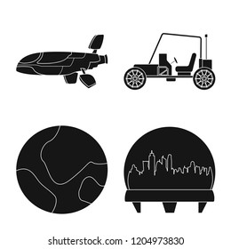 Vector illustration of mars and space icon. Collection of mars and planet stock symbol for web.