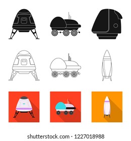 Vector illustration of mars and space icon. Collection of mars and planet stock vector illustration.