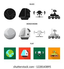 Vector illustration of mars and space icon. Collection of mars and planet vector icon for stock.