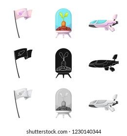 Vector illustration of mars and space icon. Collection of mars and planet stock vector illustration.