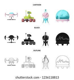 Vector illustration of mars and space icon. Set of mars and planet stock vector illustration.
