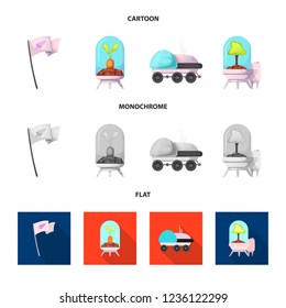 Vector illustration of mars and space icon. Set of mars and planet stock vector illustration.