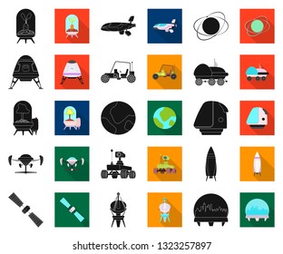 Vector illustration of mars and space icon. Set of mars and planet vector icon for stock.