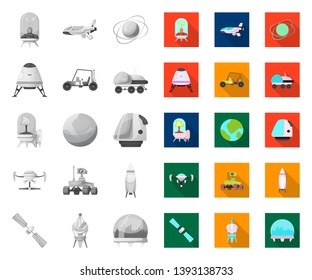 Vector illustration of mars and space icon. Set of mars and planet vector icon for stock.