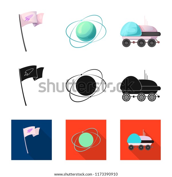 Vector illustration of mars and\
space icon. Set of mars and planet stock vector\
illustration.