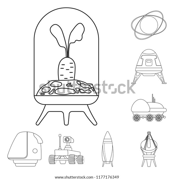 Vector illustration of mars and\
space icon. Collection of mars and planet stock symbol for\
web.