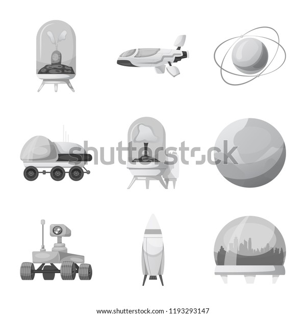 Vector illustration of mars and\
space icon. Set of mars and planet stock vector\
illustration.