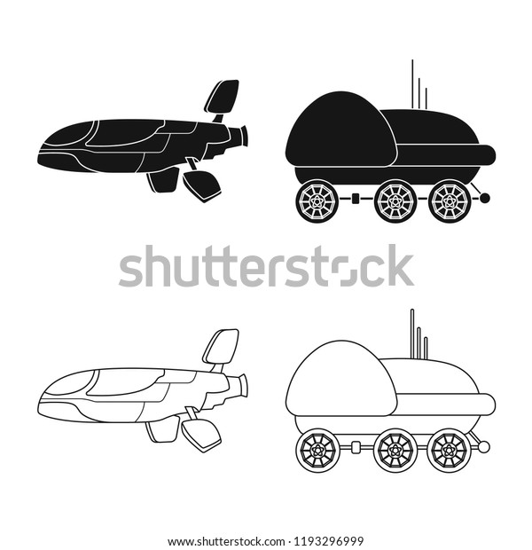 Vector illustration of mars and space\
icon. Set of mars and planet vector icon for\
stock.