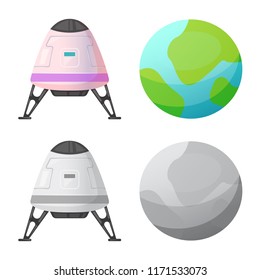 Vector illustration of mars and space logo. Set of mars and planet stock vector illustration.