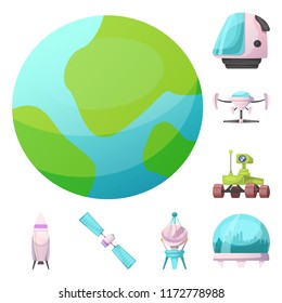 Vector illustration of mars and space logo. Set of mars and planet vector icon for stock.