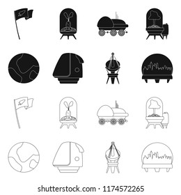 Vector illustration of mars and space logo. Collection of mars and planet stock symbol for web.