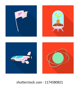Vector illustration of mars and space logo. Set of mars and planet vector icon for stock.