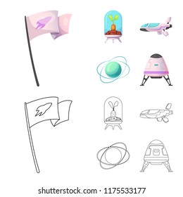 Vector illustration of mars and space logo. Set of mars and planet stock symbol for web.