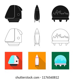 Vector illustration of mars and space logo. Set of mars and planet stock symbol for web.